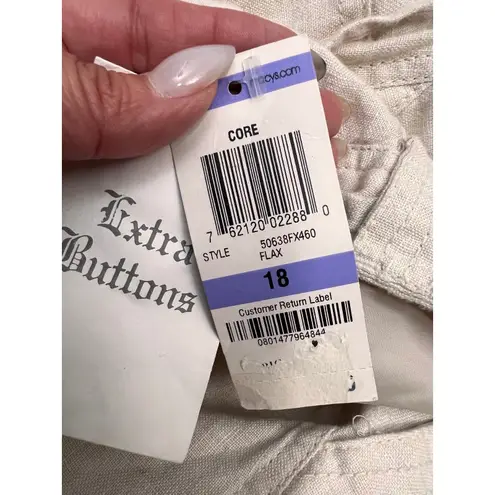 JM Collection Linen Pants Women's 18 Beige Drawstring Wide Leg Casual