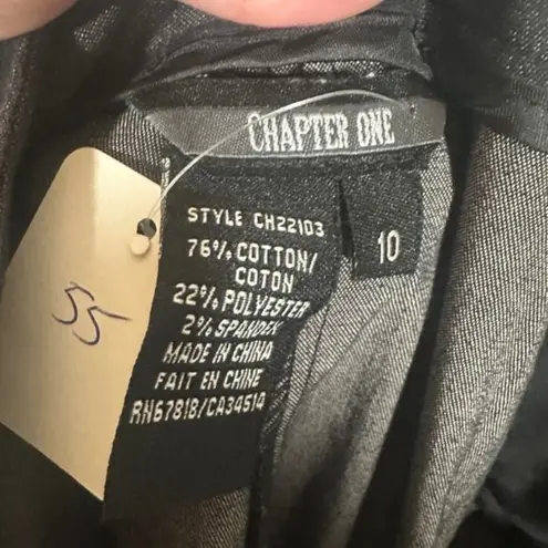 Chapter One Black Zipper Detail Straight Career Stylish Slack Pants Women Sz 10