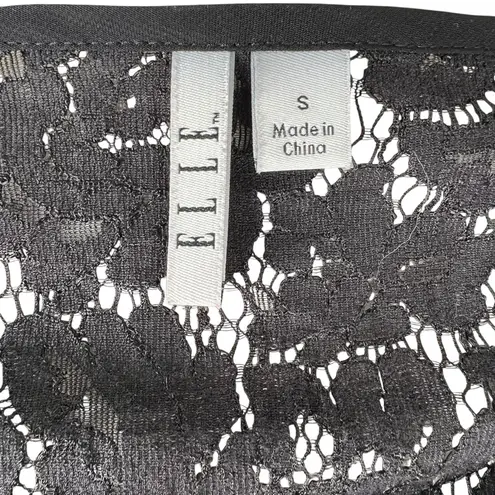 Elle Sheer Lace Black Long Sleeve Blouse Women’s Size Small Polka dot