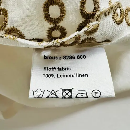 Maison Common Embroidered Linen Eyelet Cream Sleeveless Top Size 40 Beach Yacht Tan Size M