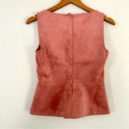 BCBGMAXAZRIA 🦋  Pink Faux Suede Peplum Top Size XS