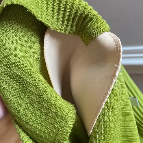 Misook Textured Tailored Fit Machine Wash Blazer Chartreuse Green Ribbed Lime