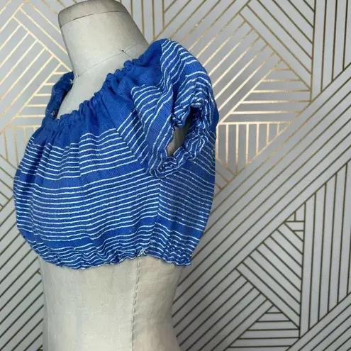 Lemlem Zinab Cropped Puff Sleeve Blouse Cornflower Blue Size XS