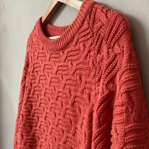 Vtg Paul Harris Women's Small 90s Acrylic Crewneck Knit Pullover Sweater Coral Orange