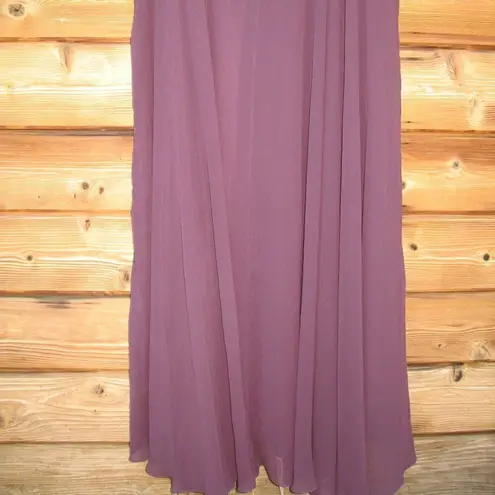 Mac Duggal 20264 Womens Purple APPLIQUED CAP SLEEVE BODICE FLOWY GOWN