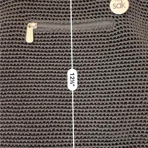 The Sak Black Crochet Double Strap Shoulder Purse Bag EUC