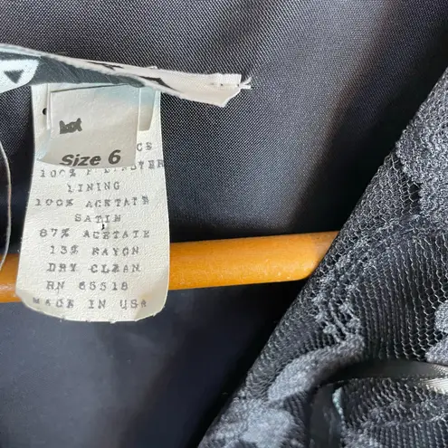 Vintage Patra Black Lace Ribbon Soutache Mesh Fitted Jacket Puff Shoulders Bow 6