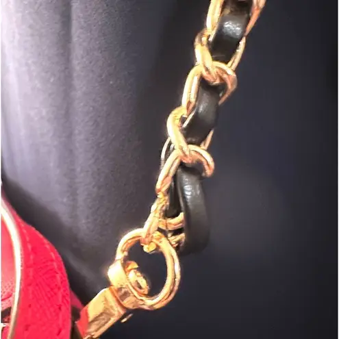 Adjustable Purse Chain Metal and Leather Strap Black