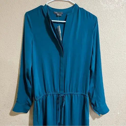 Vince  teal blue green button front long sleeve maxi dress NEW