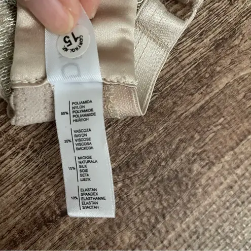 I.D. Sarrieri Women's Tan Lace Silk Balconette Bra Size 34D