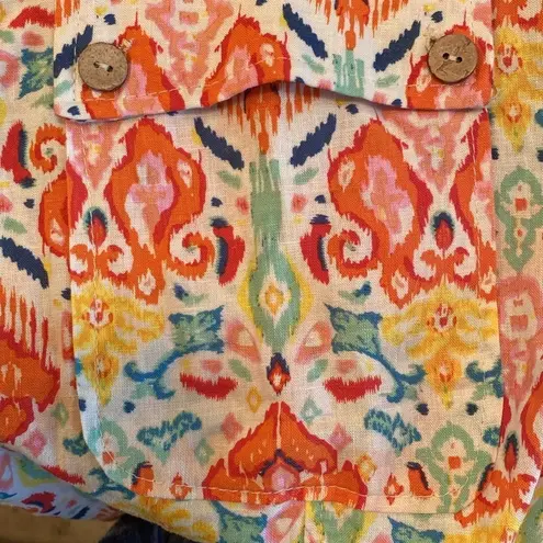 Christian Siriano Linen Blend Balloon Batik Pants Orange Aqua White Size SMALL