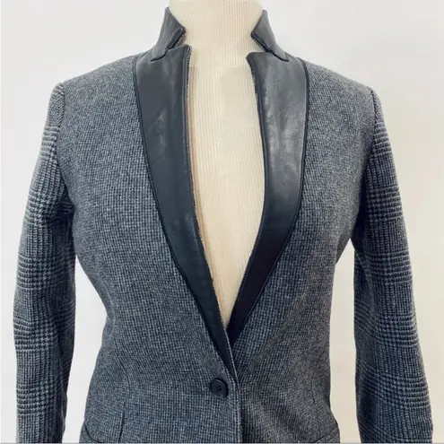 All Saints beautiful tailored leather collar jacket NEW