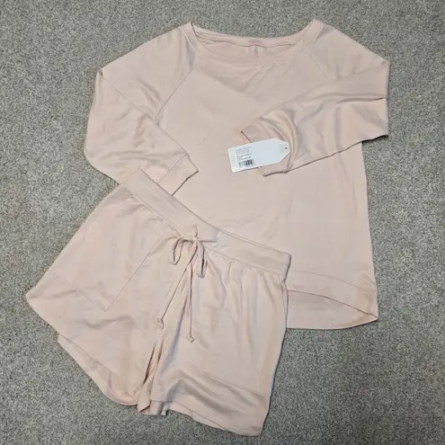 Softies Dream 3/4 Sleeve Boat Neck Top and Short Set Sz S Apricot NWT Soft $129 Pink