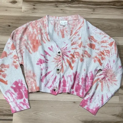 Line and Dot Revolve Scarlet Tie Dye Cardigan in White & Pink Multi Women’s Medium