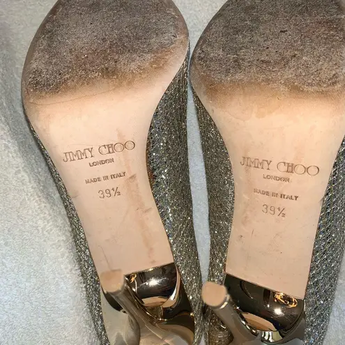 Jimmy Choo Romy 100 silver glitter heels. Size 8