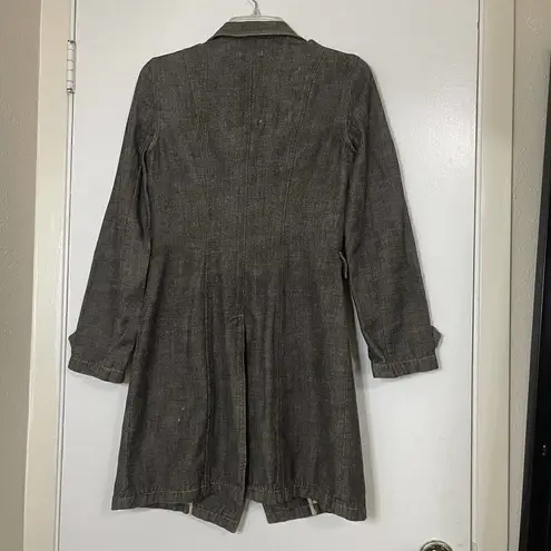 See By Chloe vintage denim button down trench coat jacket Y2K style size US 8 Gray