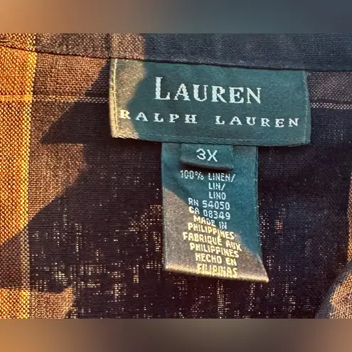 Polo Ralph Lauren Shirt Sz X3 Black Brown Plaid 100% Linen Button Down NWOT