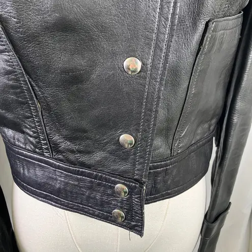 Annelies Gouraud for Brezin France Vintage Studded Black Leather Jacket Women XS