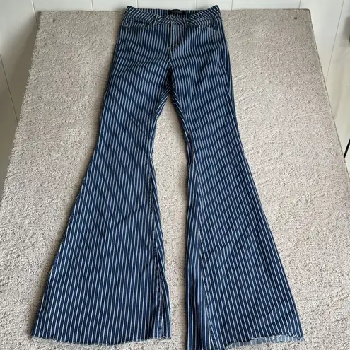 Judy Blue Women's 7/28 Super Flare Striped High Rise Jeans Stretch