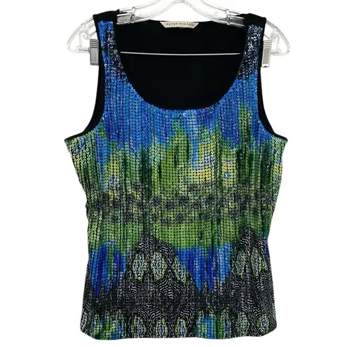 Peter Nygard Y2K Art To Wear Beaded Sequin Tank Top Abstract Wearable Art