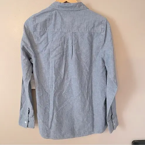 Guess chambray button up long sleeves top size M indigo blue