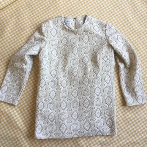 Vintage Woven Textured Tunic Top Metallic Pattern Size M