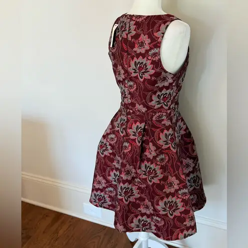 Francesca's Maroon Red Floral Embroidered Sleeveless A
