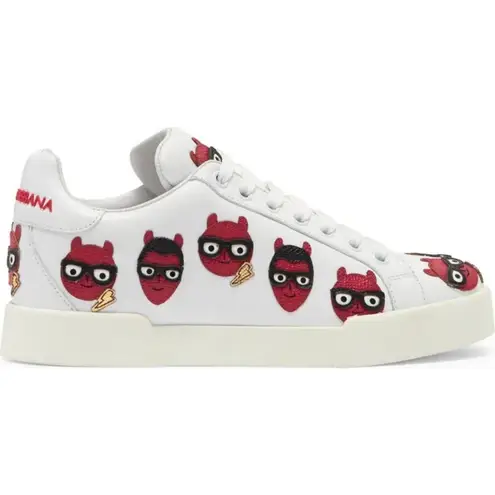 Dolce & Gabbana devil face white leather sneakers size IT 36.5 US 6.5 6