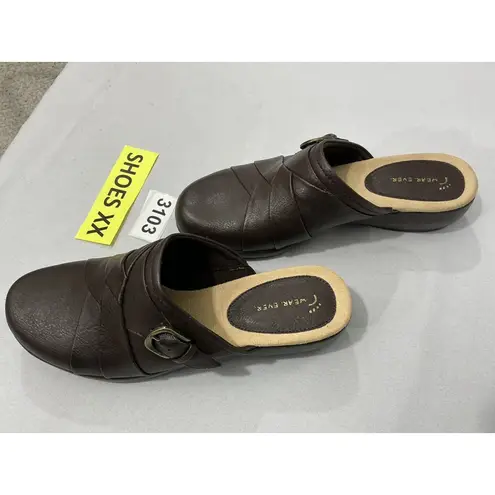 Womans Wear Ever Naria Size 8.5 M Brown Slip On Wedge Mules NWOT
