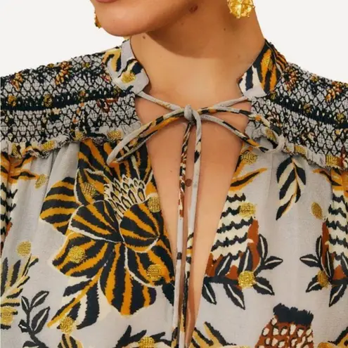 Farm Rio NWT floral tapestry mini dress silver XS