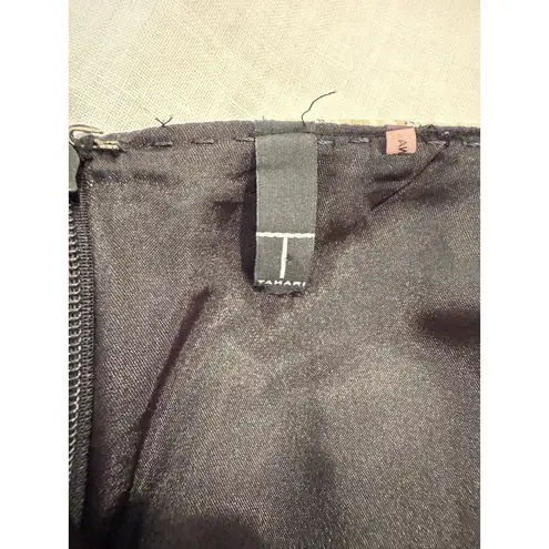 Tahari Pull On Pleated Mini A-Line Skirt 100% Silk Paisley Cream Women's Size 12