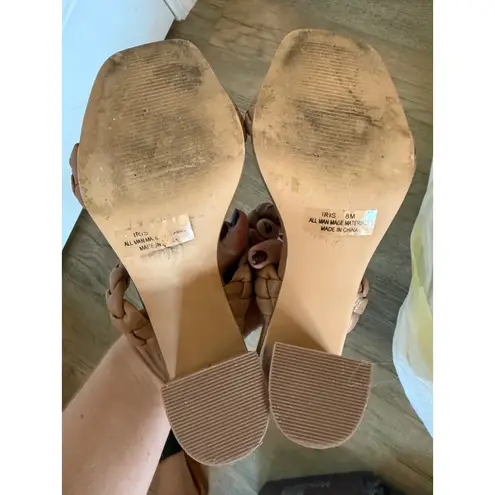 Sincerely Jules Braided Heeled Sandals Mules Slip On Tan Square Toe 8M