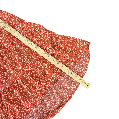 Liberty Love Smocked Mini Dress Womens M Orange Ditsy Floral Print Tiered BOHO