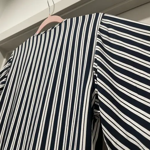 Cotton On  Navy & White Vertical Striped Cropped Wrap Top Blouse - XS