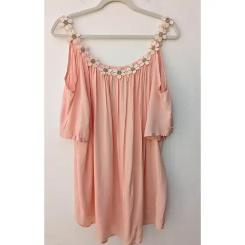 Women's Blouse Tops Flowers Cold Shoulder T