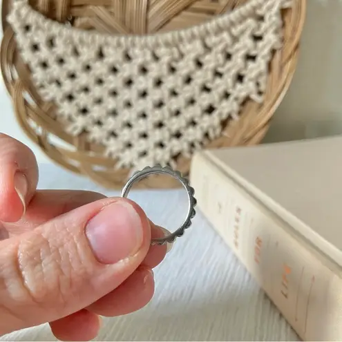 Studded Silver Minimal Band Ring Vintage Grunge Punk Classic Stacking Layering Jewelry