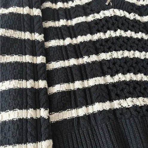 Target La Linge Pull Over Striped Quarter Zip Cable Knit Sweater Women’s 1X Black