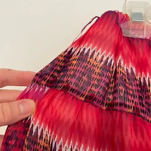 A Byer A. BYER Pink Magenta Coral Multi Ikat Chevron Aztec Boho Pull On A-Line Skirt M