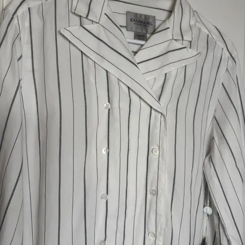 NEW Emanuel Ungaro White Stripe Double Breast Button Down Shirt Womens 12 VTG