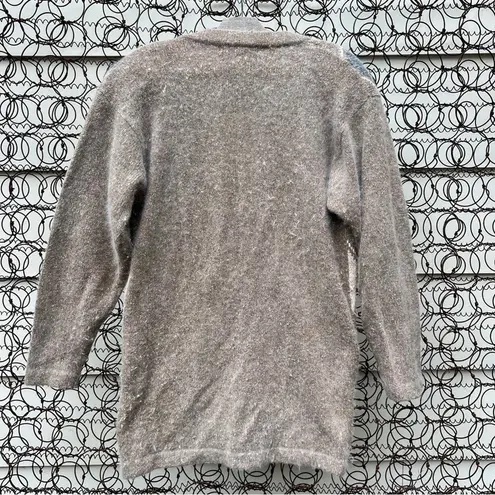 Vintage 90s Segue Argyle Angora Wool Cardigan sweater tan gray cream Grandpacore