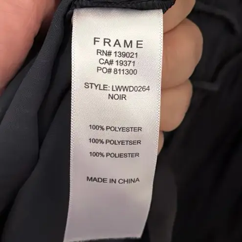 Frame Black Pleated Long Sleeve V Neck Mini Dress Size Small