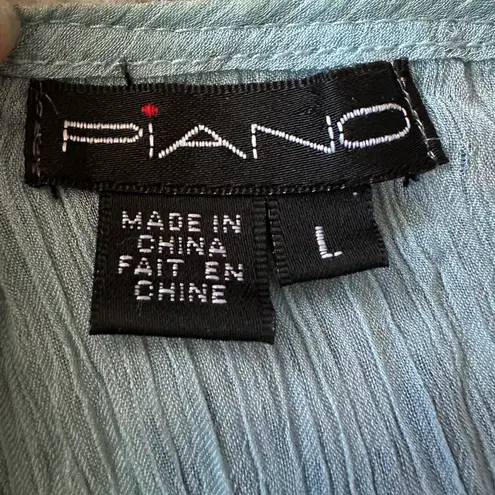 Y2K sequin trim crinkled chiffon cap sleeve top Blue Size L