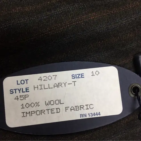 Barry Bricken 100% Wool Pinstriped Hillary Pant NWT Size 10 Long Black