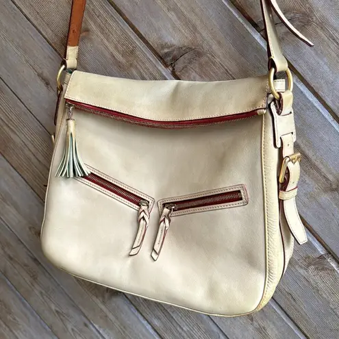 Dooney & Bourke  east west zip satchel leather ivory handbag