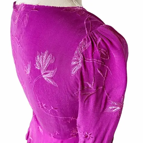 Cleobella  Charmer Blouse in Fuchsia Embroidered XS