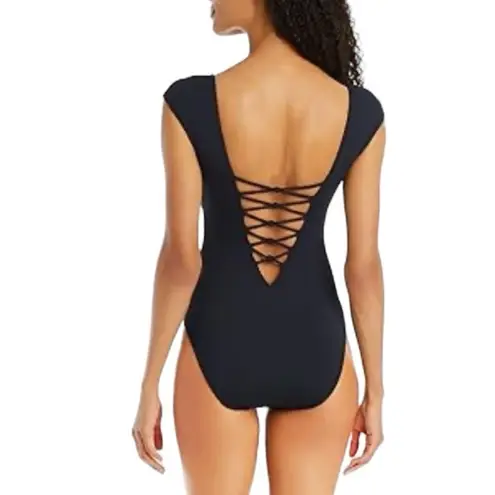 Bleu Rod Beattie Hole in One Cap Sleeve Lattice Mio In Black Size 4 NWT