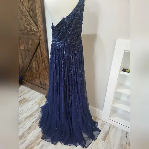 Mac Duggal EMBELLISHED ONE SHOULDER A-LINE GOWN NWOT size 12 blue (5220)