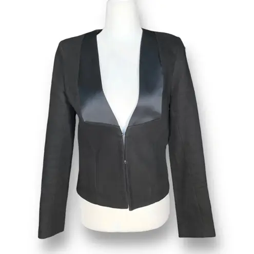 See By Chloe See By Chloé Cropped Black Satin Lapel Tuxedo Tailored Hourglass Blazer Size 4