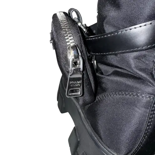 Prada  Monolith Re-Nylon Combat Boots with Pouch Black Platform Lug Sole EU 39 - Image 10