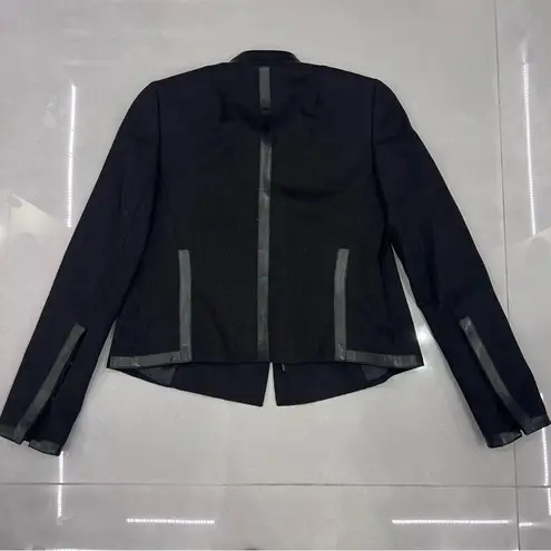Akris Bergdorf Goodman Black Leather Trim Moto jacket